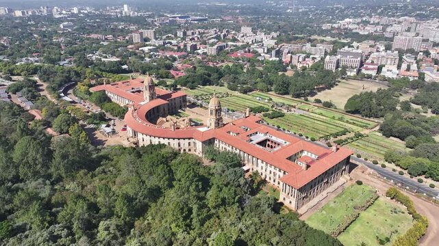 Union Buildings Government Office At Pretoria Gauteng South Africa. Facades Pretoria Gauteng. Business Sky Downtown Cityscape. Business Exterior Downtown Backgrounds Up Above.