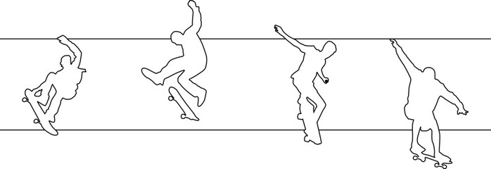 line art set group illustration  background Skateboard