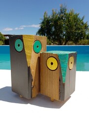 Owl Sculptures Made from Wood