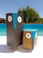 Owl Sculptures Made from Wood
