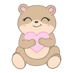 Little teddy bear character isolated on white background