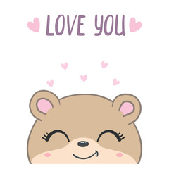 Little teddy bear character isolated on white background