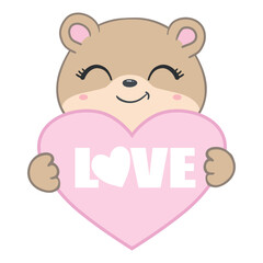 Little teddy bear character isolated on white background