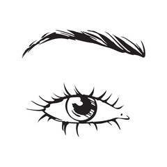 Hand-drawn beautiful female eye, sketch. Makeup, beauty salon symbol.