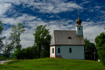 Church on a hill in Bavaria in summer