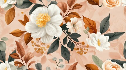 Vintage-inspired chintz pattern with large, detailed flowers