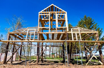 Construction site of a wooden house