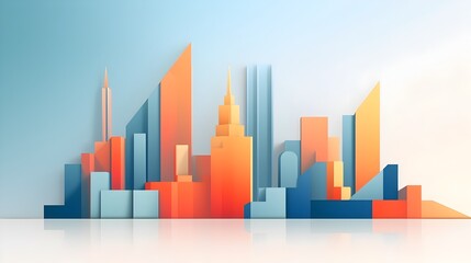 Fototapeta premium Captivating Abstract Architecture of a Modern Minimal City Skyline with Geometric Shapes and Trendy Design