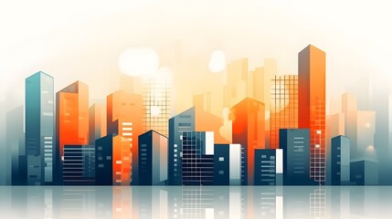 Vibrant Abstract Architecture Cityscape with Modern Skyscrapers and Geometric Patterns