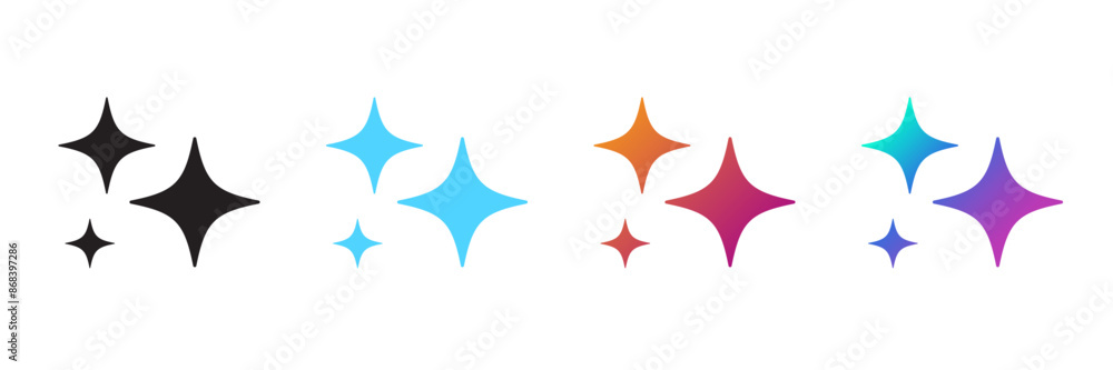 Poster Generate icon. AI stars icon. Set of Artificial intelligence logo. AI enters by command prompt to generate ideas. Chat with AI. Icon element for apps web. Computer help assistant. Vector illustration.