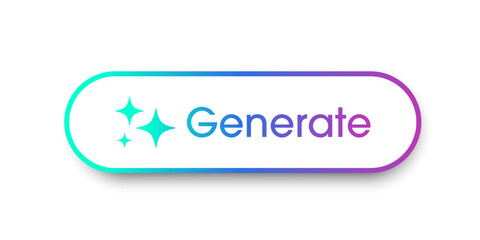 Generate AI button. Buttons with Generate AI symbols. Flat design style for Apps, Websites, Interfaces, and mobile apps. Artificial intelligence technology. Vector illustration.