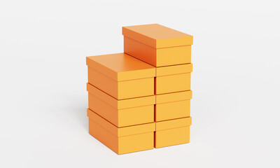 주황색 신발 상자 목업 Orange Shoes Box Mock up