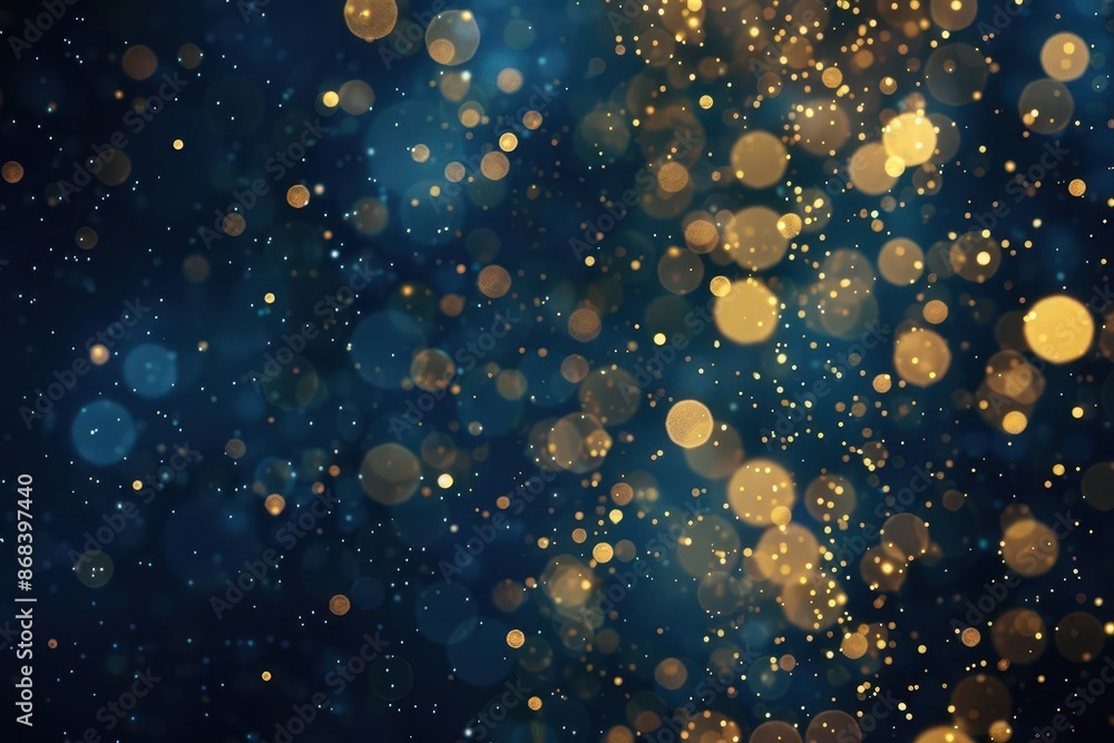 Aufkleber luxurious dark blue and gold particle background shimmering bokeh effects creating a festive atmosph