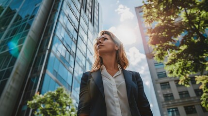 Fototapeta premium Professional architect woman standing outdoors. 