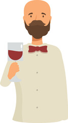 Sommelier holding glass of red wine recommending beverage