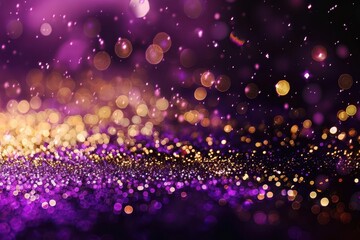 luxurious gold and purple glitter confetti bokeh festive abstract background