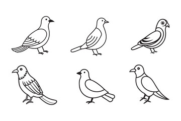 Elegant Line Art Bird Silhouette Vector Illustration.
