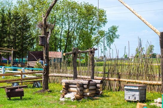 Rural life scene in community park
