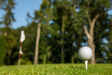.Golf course with ball and grass