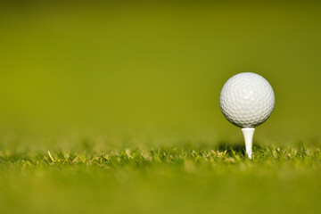 .Golf course with ball and grass