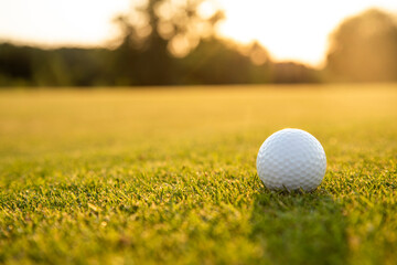 Golf course with ball and grass