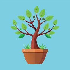Fototapeta premium free-vector-tree-growing-in-the-pot