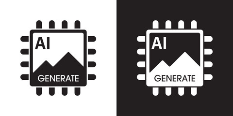 AI generate image icon. Image enhancement, improve quality and generative by Machine learning. AI enters by command prompt to generate ideas. Icon element for apps web. Vector illustration.