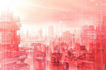 Futuristic Cyberpunk Cityscape with Big Copy Space for Print Design or Posters