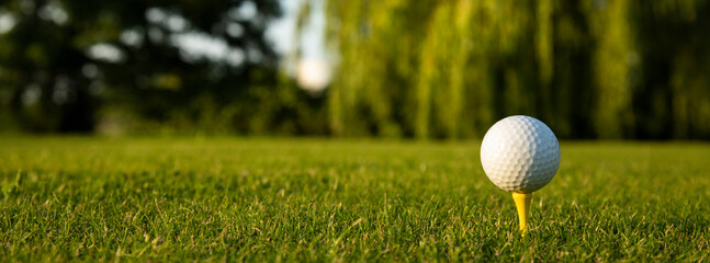 Golf course with ball and grass