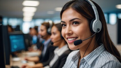 Call center, portrait and woman in office, confidence and smile for customer service, headset and tech support 