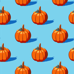 Hello autumn, autumn season, pumpkins, leaves, branches, berries, pattern, vector	