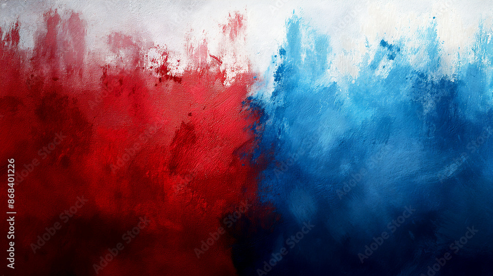 Wall mural Abstract red and blue grunge background, smoke, paint, blurred image, banner design.