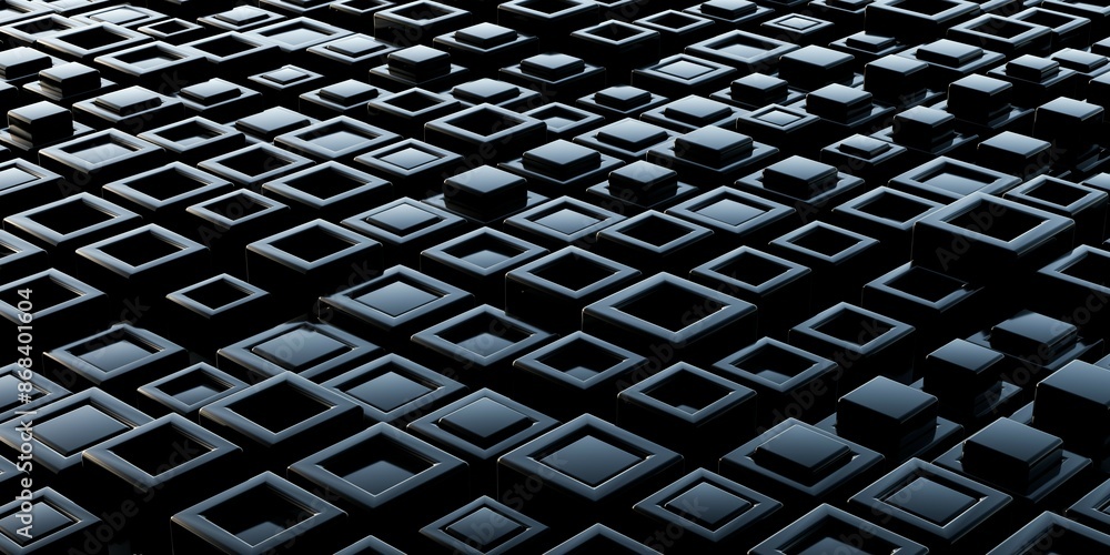 Poster random moved black shiny double cube boxes block background wallpaper banner