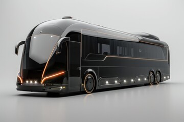 Black Bus. Luxury Bus Concept with Isolated Destination for Business Travel