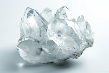 White Crystal Isolated, Titanium Color Stone, Glass Gem, White Background