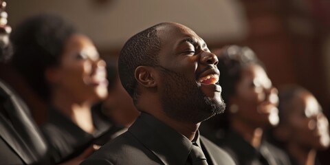 Black Singers Choir in Church Singing Gospel Songs of Joy and Hope