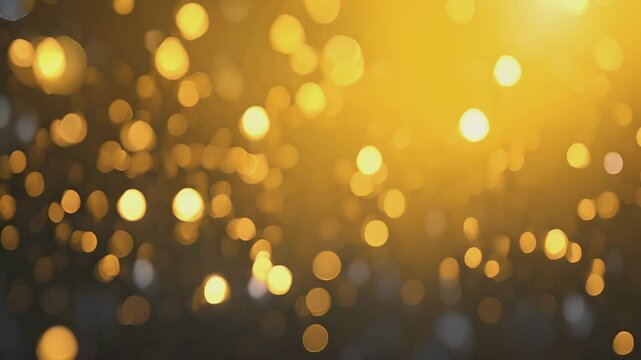 blurry gold and black with many small circles. The circles are scattered throughout the image, creating a sense of movement and energy. Scene is one of excitement and celebration