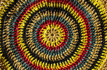 Raffia crochet texture. Crocheted bags, clutches, hats, wallets.