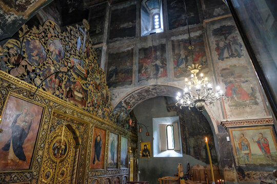 Interior of the Monastery of St Nino at Bodbe in Sighnaghi, Georgia.