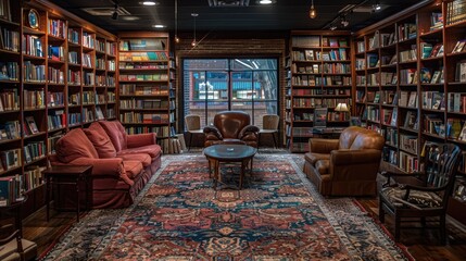 Contemporary Library with Cozy Study Spaces