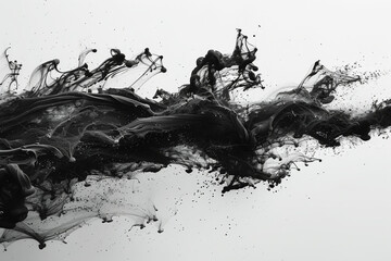 black ink splash explosion, white background, in the style of high resolution photography 
