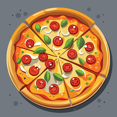 Top-View Tasty Cheese Pizza, Sliced and Ready