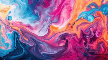 vibrant liquid abstract swirling harmony of pink orange blue and violet hues modern digital art background