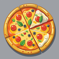 Top-View Tasty Cheese Pizza, Sliced and Ready