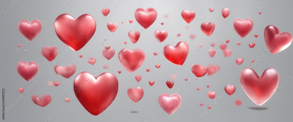 Poster 3d hearts element set on transparent background