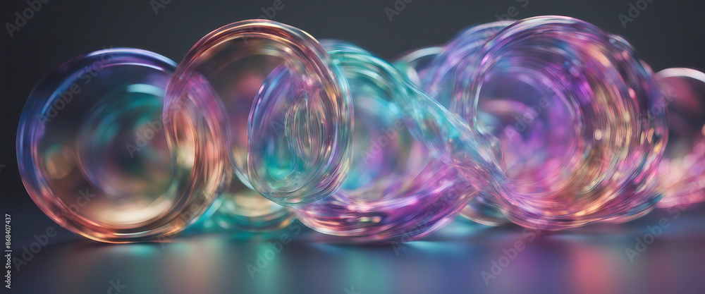 Poster 3d iridescent material shape on transparent background