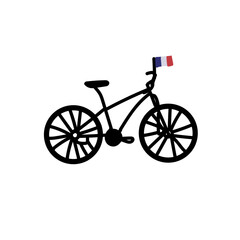 Tour De France. Tour de France vector illustration. Cartoon style. Hand drawn. Bicycle, France, French flag. Bicycle with French flag