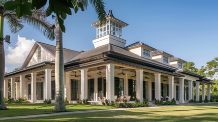 Obraz premium winery with elegant Bahama shutters, blending traditional architecture with modern necessities for climate control