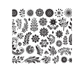 Nature-Inspired Patterns vector art graphic resources silhouette vector style, white background