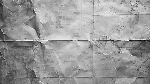 vintage newspaper background, flashing retro old paper, black and white, retro surface, textured noisy rough surface, antique paper cut out animated video